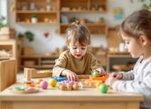 Bambini in aula con metodo Montessori a Erve