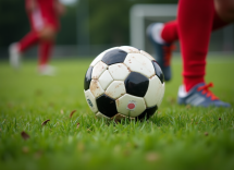 Giocatori dilettantistici di calcio in azione sul campo