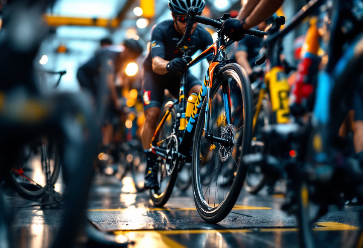 Aleix Espargaro in sella a una bicicletta dopo la MotoGP