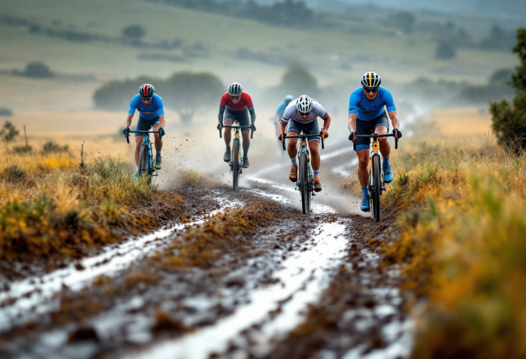 Ciclisti in gara durante la Coppa del Mondo Uci di ciclocross