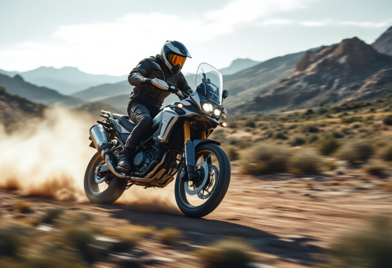 Aprilia Tuareg Rally 2025 in azione su un sentiero avventuroso