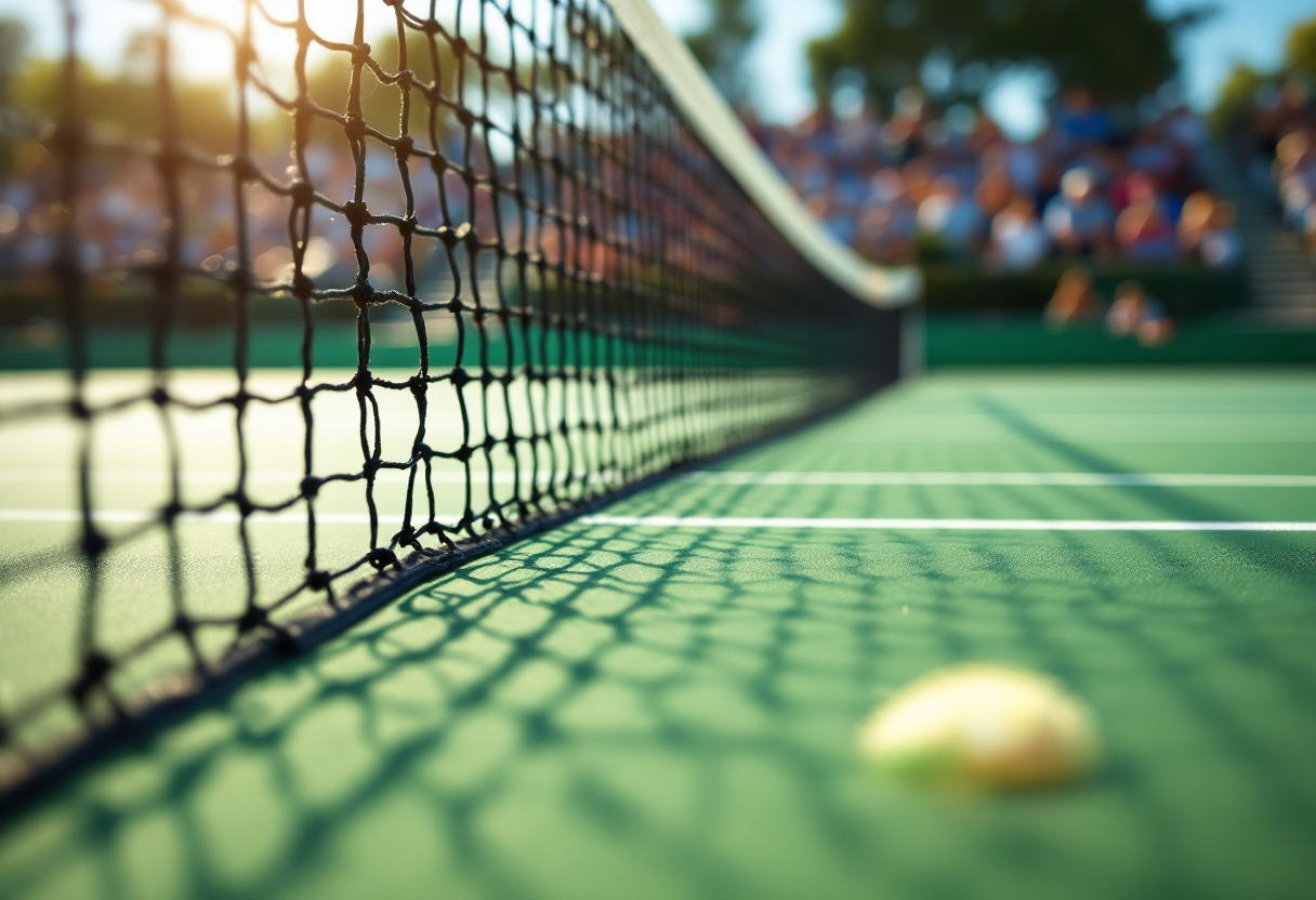 Francesco Passaro in azione sul campo da tennis