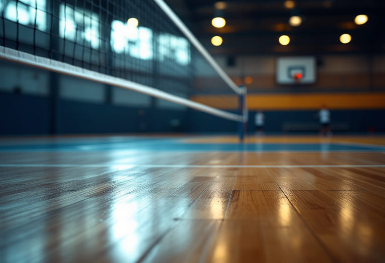 Giocatori di volley in azione tra Vallefoglia e Macerata