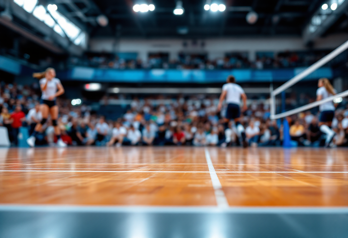 Le biancorosse in azione durante la partita contro il Volley Porcari