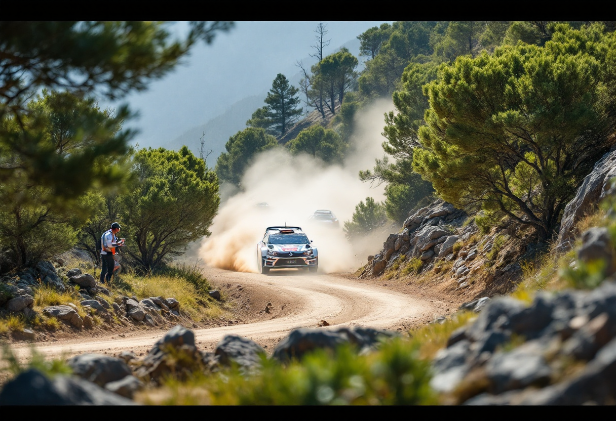 Auto da rally in azione durante il campionato 2023