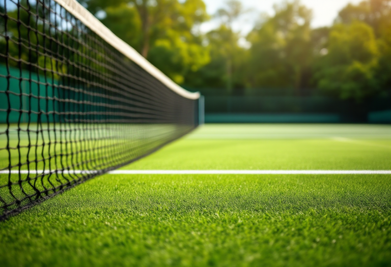 Tristan Schoolkate in azione durante una partita di tennis