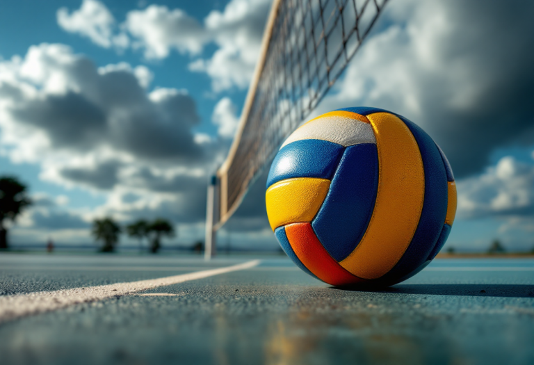 Giovani studenti praticano pallavolo durante una lezione