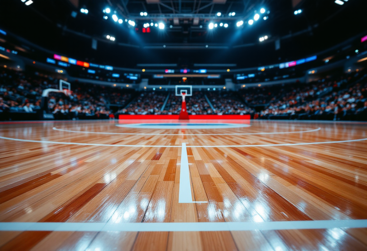 Giocatori in azione durante la diciottesima giornata di Serie A di basket