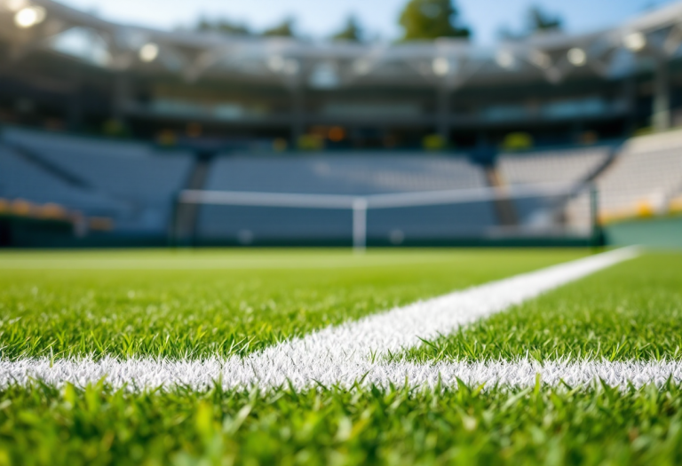 Giocatori di tennis in azione durante un torneo internazionale