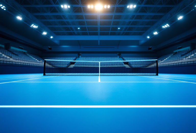 Giocatori di tennis in azione durante tornei internazionali