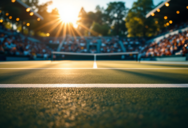 Corentin Moutet durante un match di tennis a Bucarest
