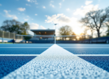 Giocatori di tennis in azione durante un match emozionante