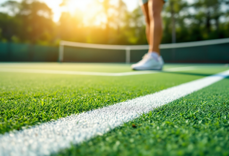 Giocatori di tennis in azione durante tornei internazionali