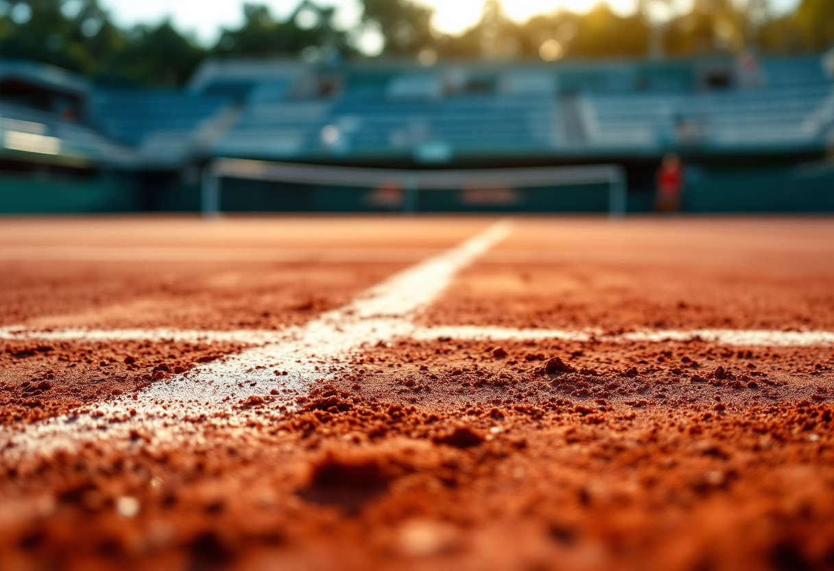 Giocatori di tennis in azione durante un incontro
