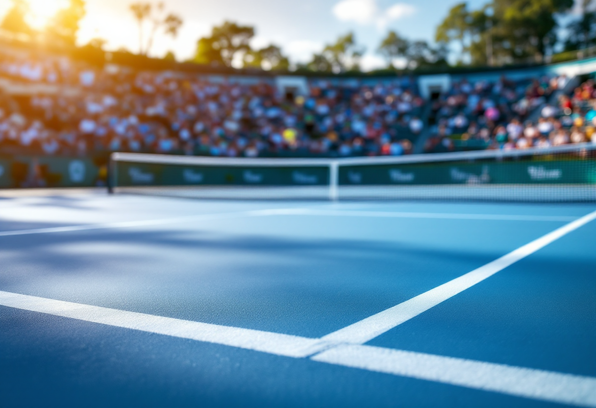 Giocatori di tennis in azione durante una partita