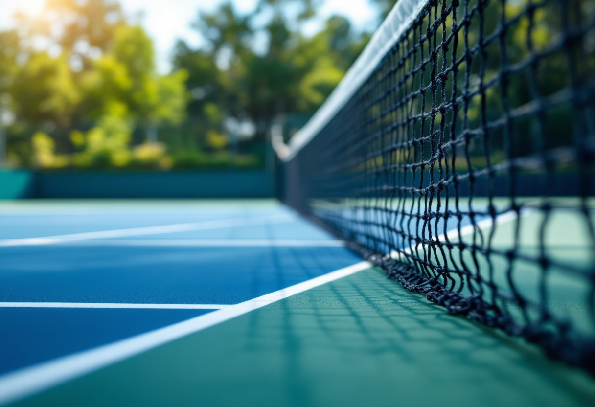Giocatori di tennis in azione durante un torneo internazionale