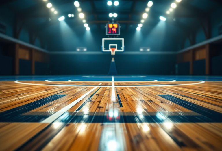 Giocatori UNAHOTELS in azione nella Basketball Champions League