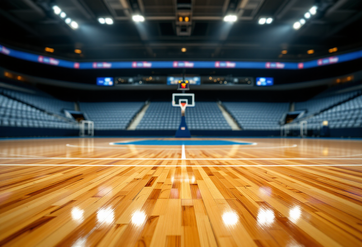 Logo Assigeco Piacenza con sfondo sportivo