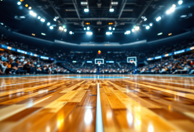 Giocatori del Carpegna Prosciutto Basket Pesaro in campo
