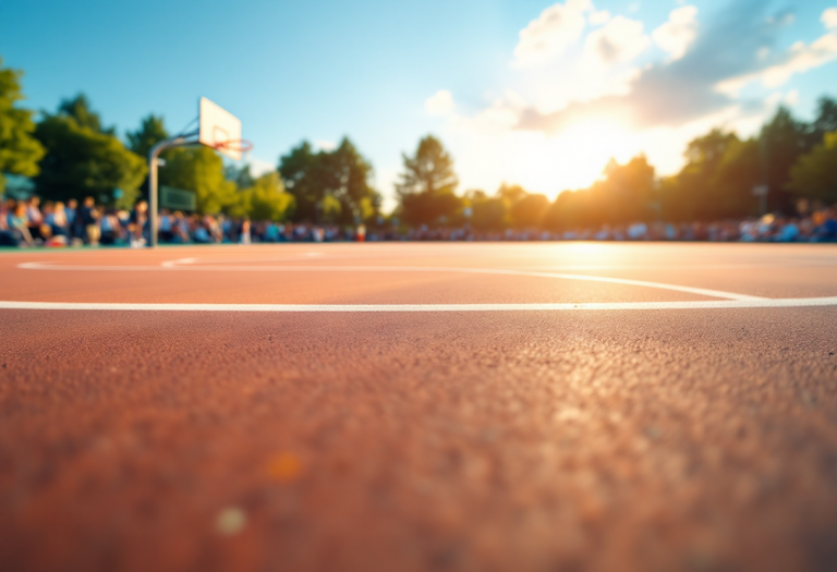 Giocatori della squadra di basket di Pesaro in azione