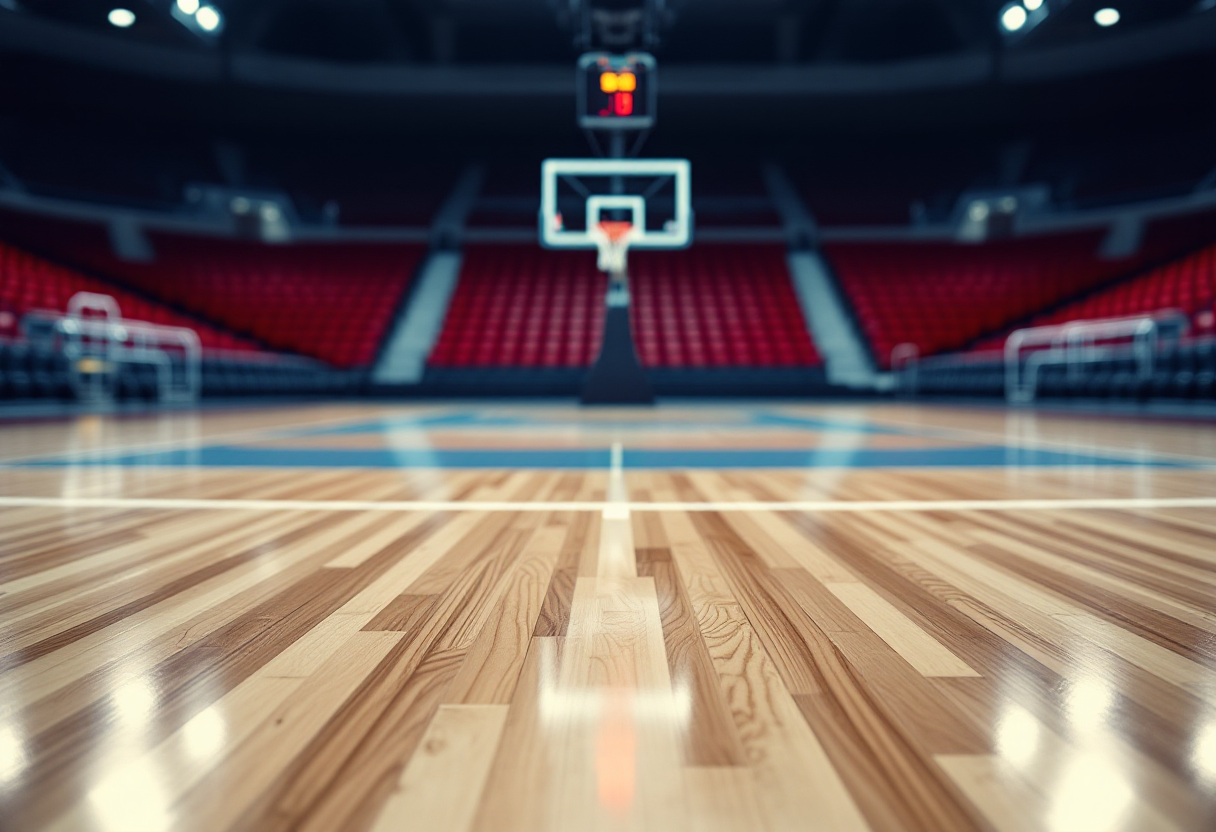 Giocatori dei Denver Nuggets in campo durante la partita