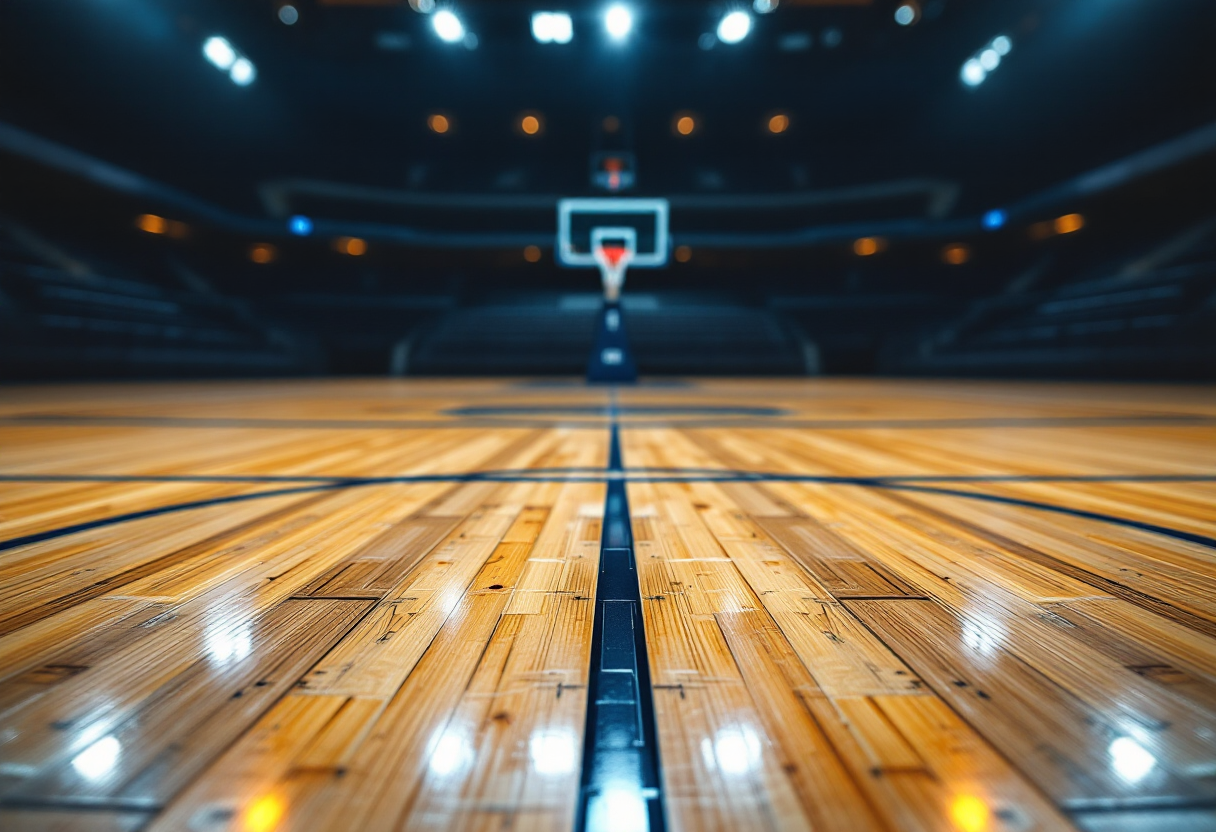 Giocatori in azione durante il derby Varese-Cremona