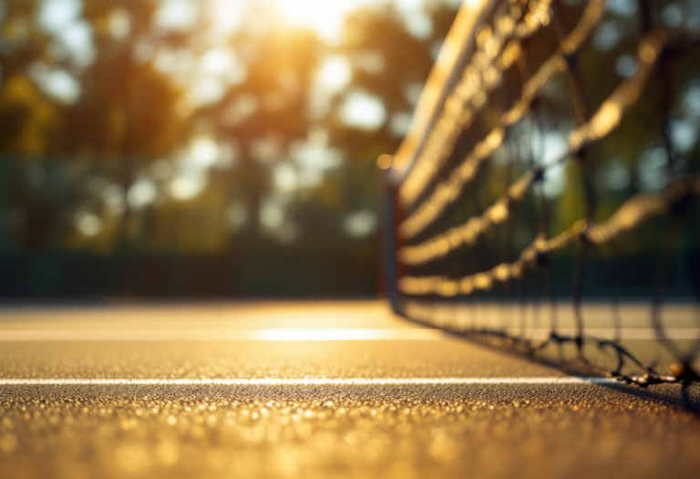 Giocatori di tennis veterani e giovani in campo