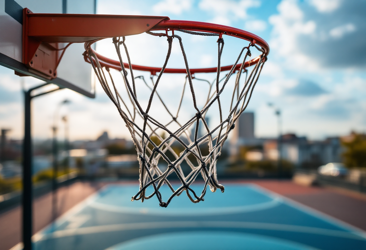 Giocatori NBA in azione durante una partita in Europa