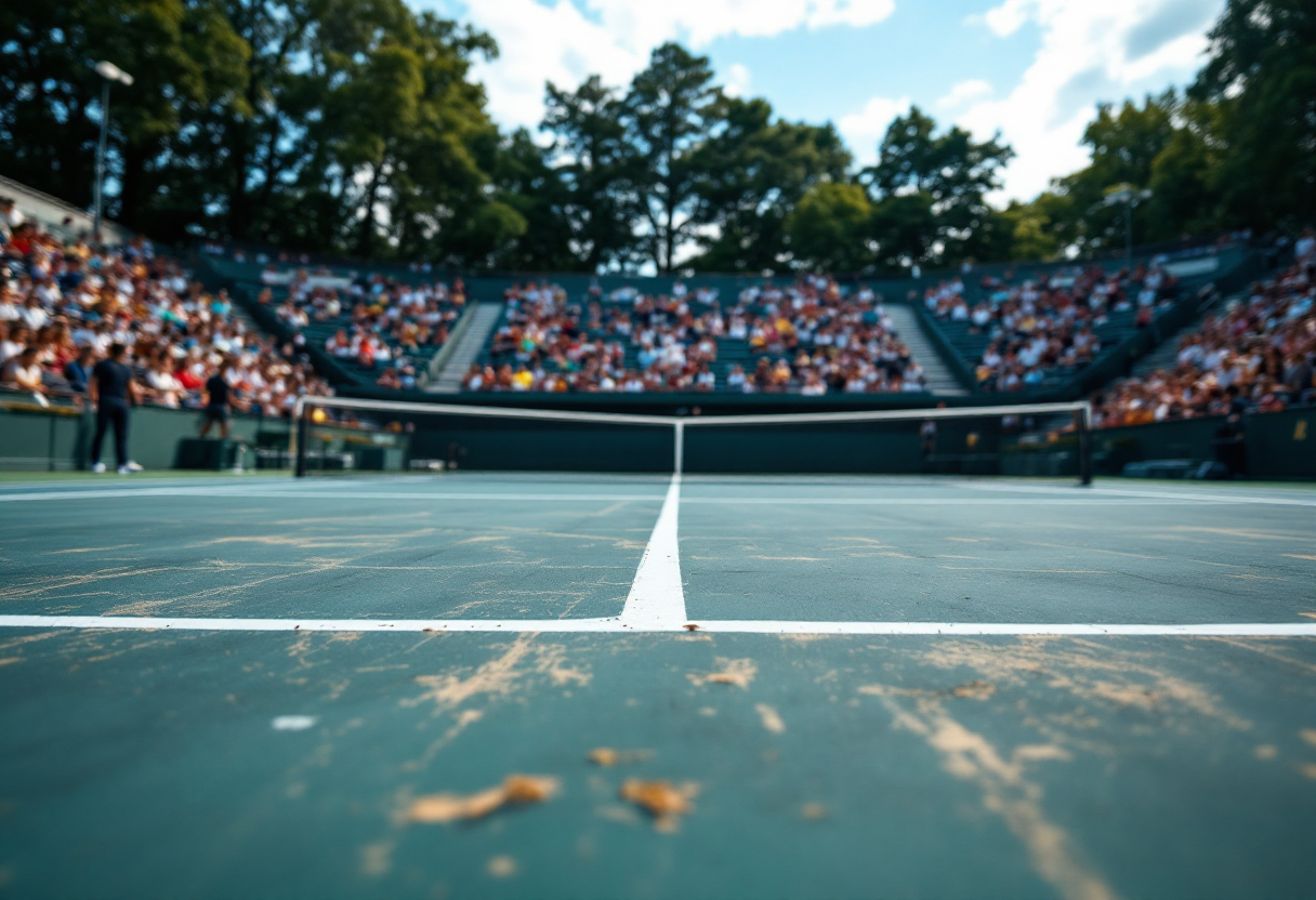 Giocatori di tennis in azione agli Open di Francia