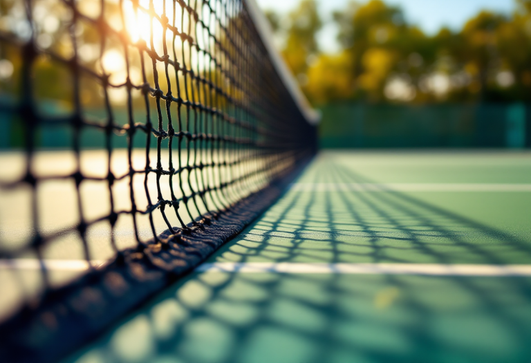 Giocatori di tennis in azione durante un match emozionante