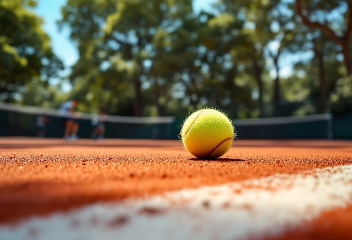 Jannik Sinner in azione durante un torneo di tennis