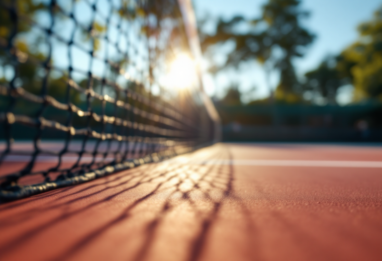 Jannik Sinner in azione durante un torneo di tennis