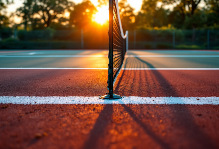 Lorenzo Musetti in azione durante un torneo di tennis