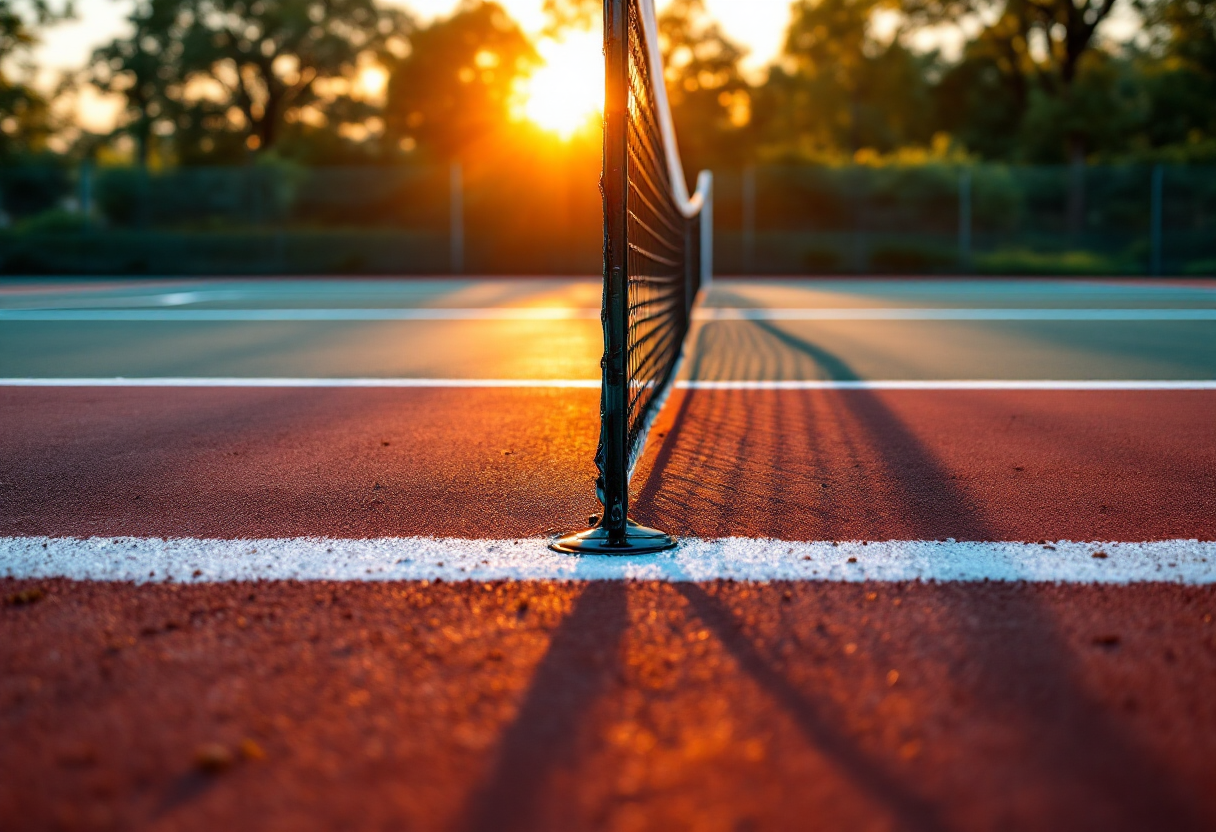 Lorenzo Musetti in azione durante un torneo di tennis