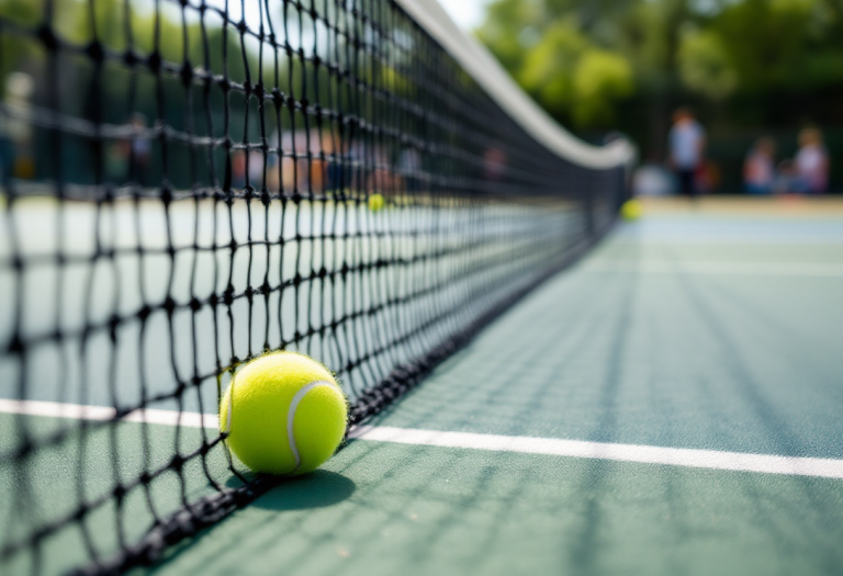 Luca Van Assche durante il match alle semifinali dell'Atkinsons Monza Open