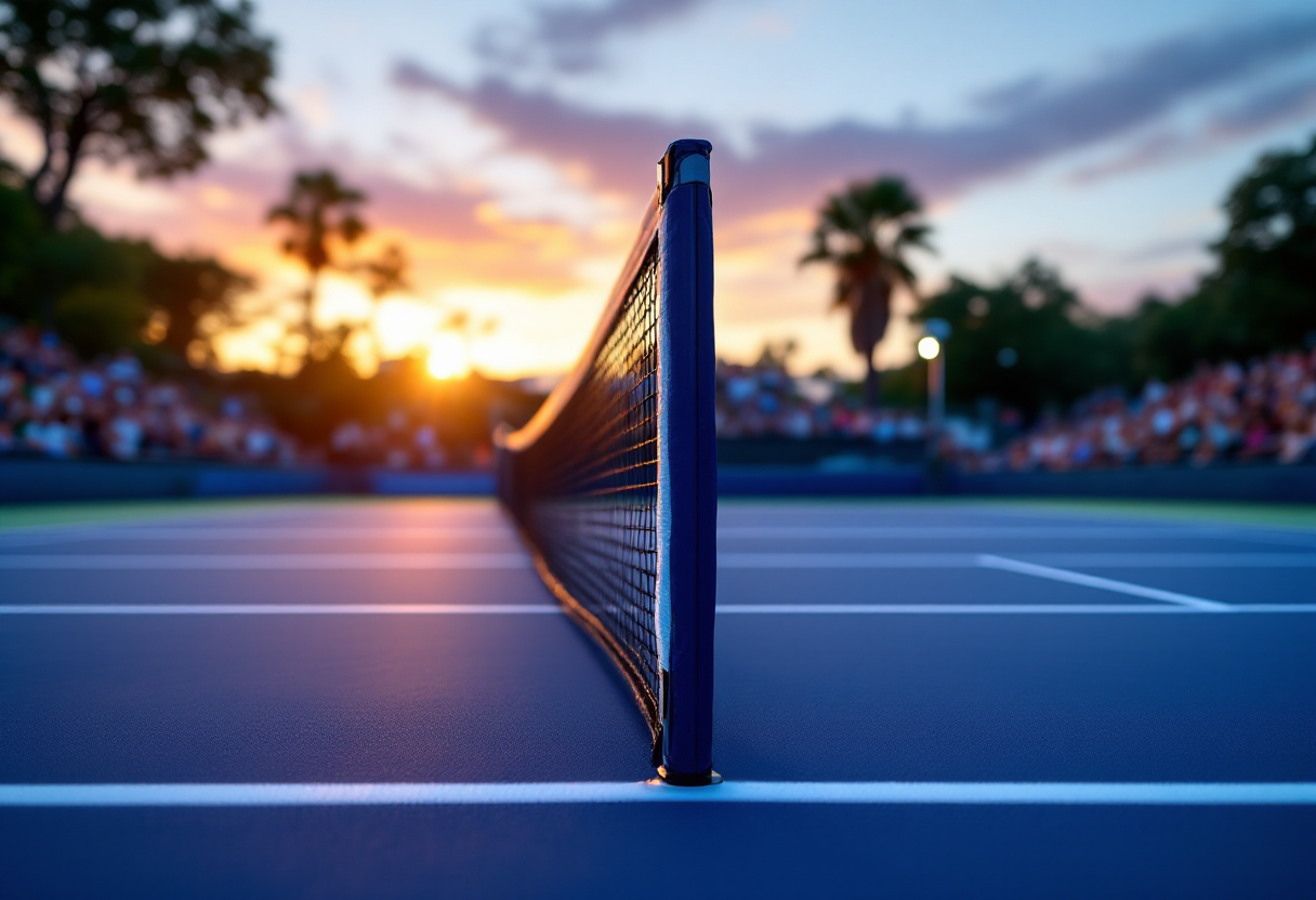 Giocatore di tennis lucky loser in azione durante un torneo