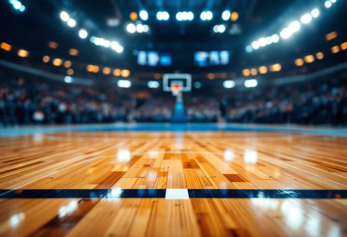 Giocatori del Napoli Basket in azione contro Reggio Emilia