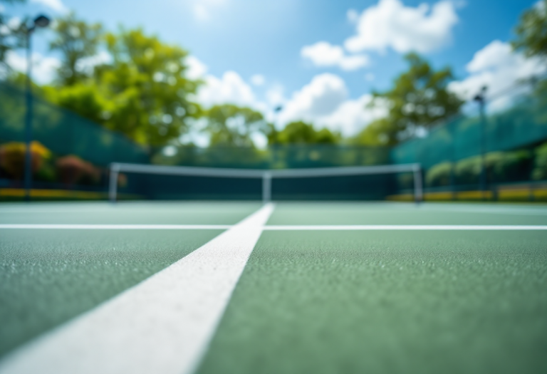 Giocatori di tennis in azione durante una partita internazionale
