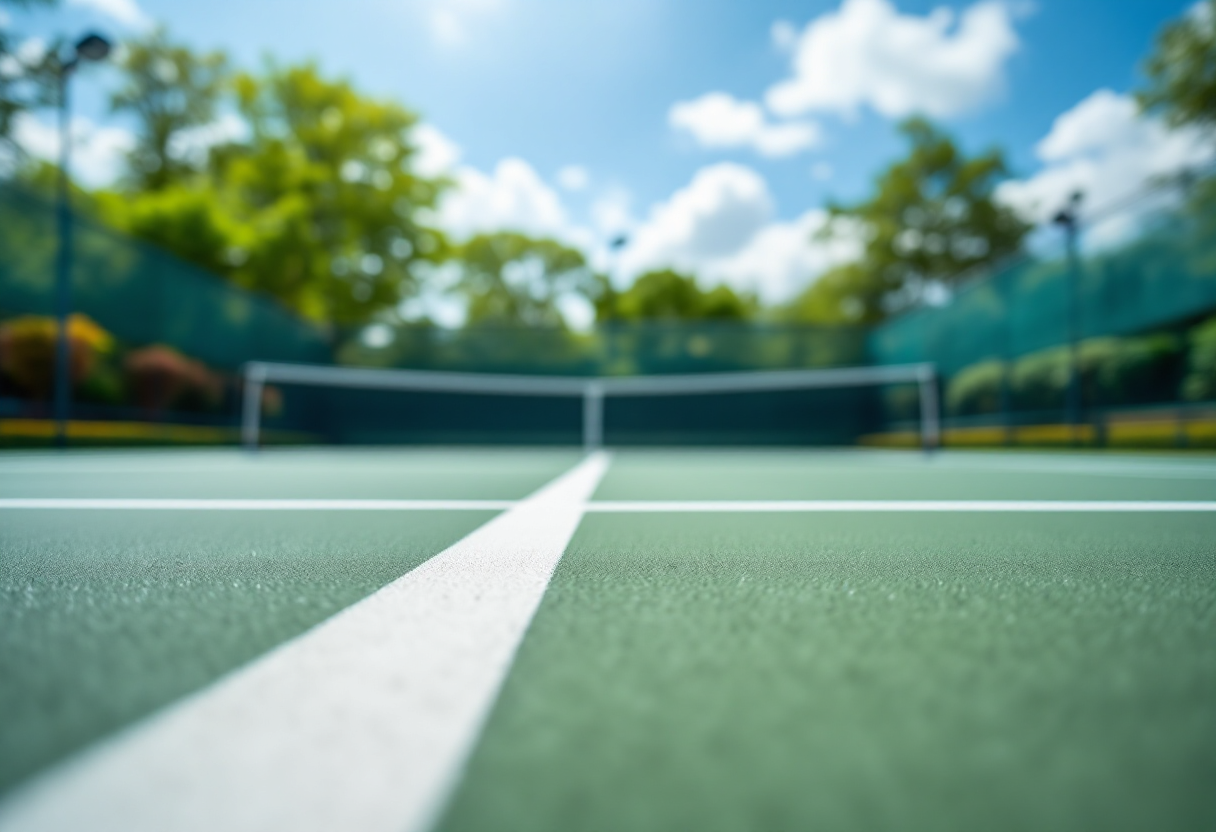 Giocatori di tennis in azione durante una partita internazionale