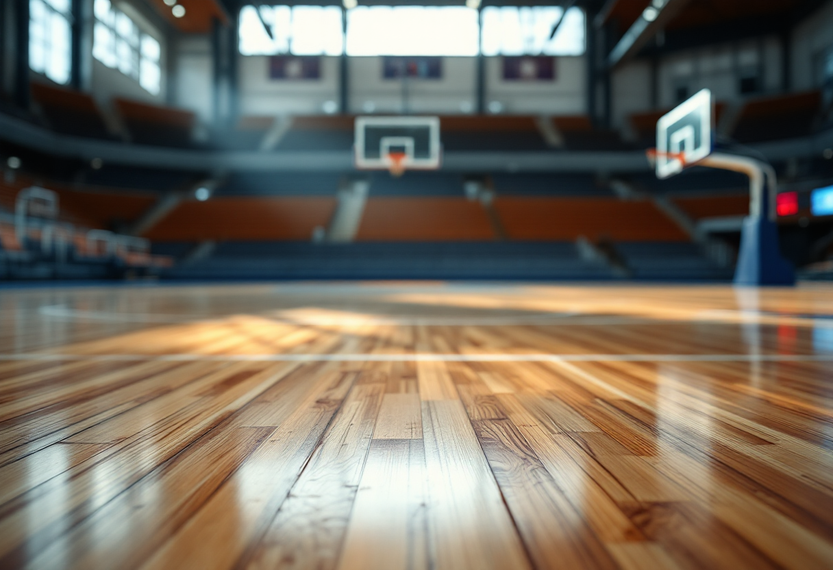 Giocatori in azione durante la partita Scafati-Brescia