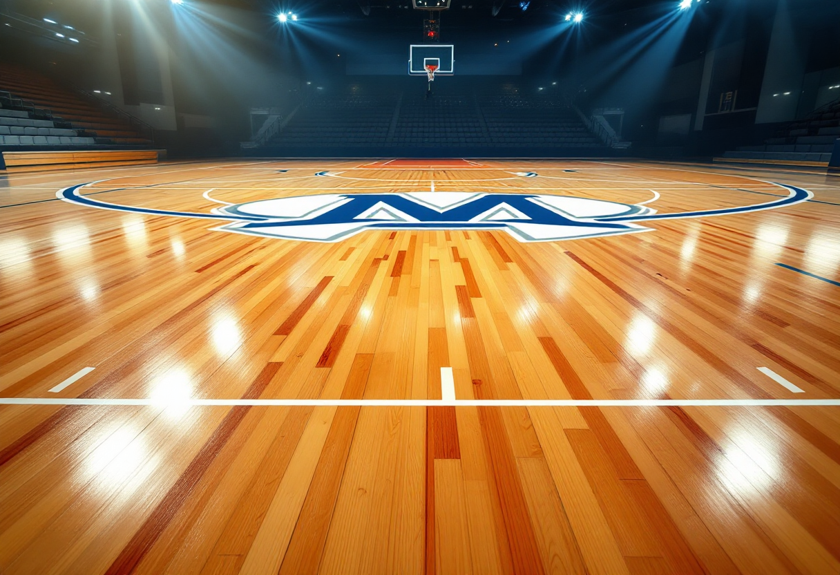 Giocatori della Dinamo Sassari in campo contro Varese