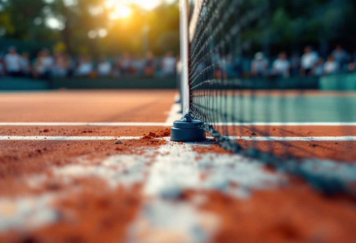 Giocatori in azione durante le semifinali del torneo di tennis