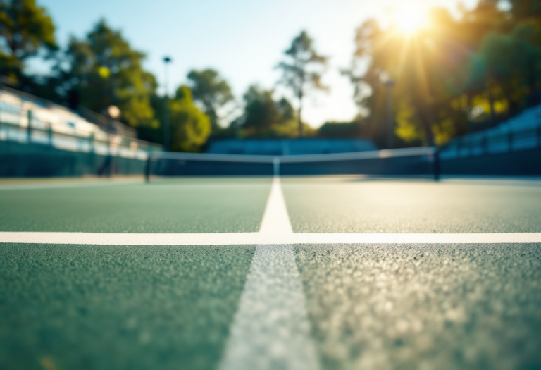 Stefanos Tsitsipas in azione durante una partita di tennis