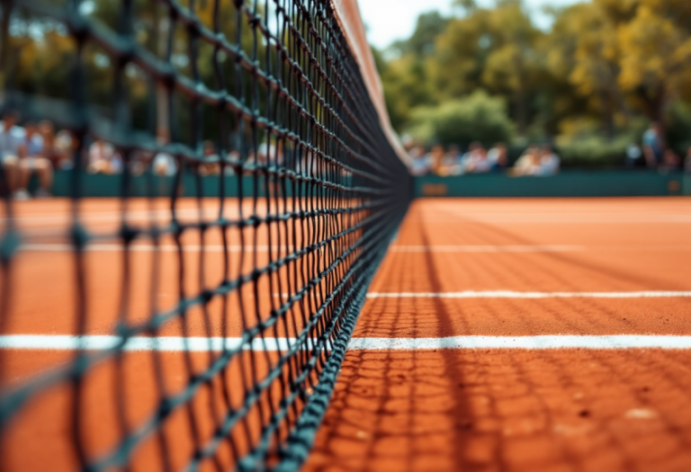 Giocatori italiani di tennis in azione durante un incontro