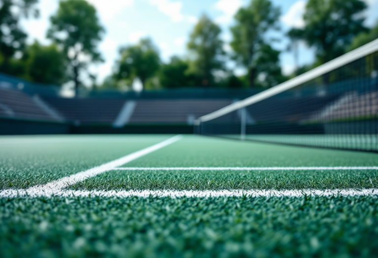 Giocatori di tennis in azione durante un incontro