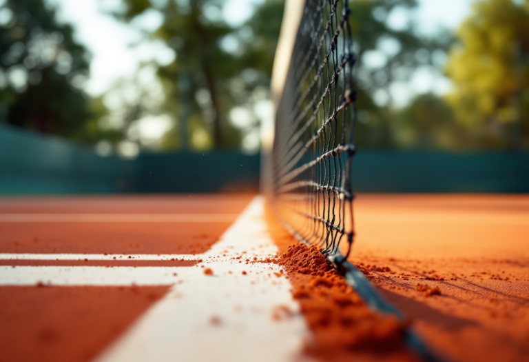 Giocatori di tennis in azione durante un incontro