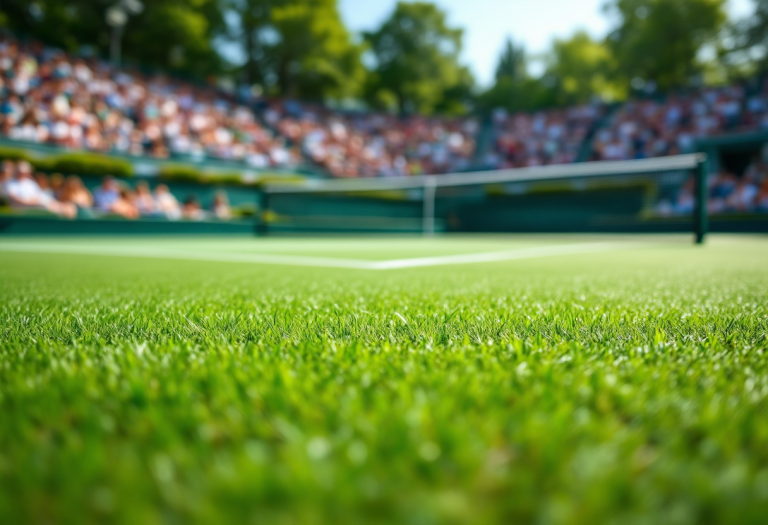 Giocatori di tennis in azione durante un match emozionante