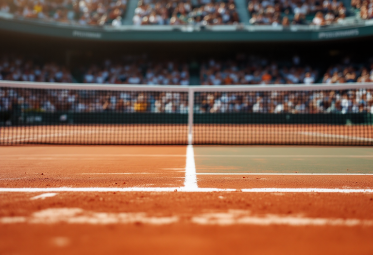 Giocatori di tennis in azione durante un match