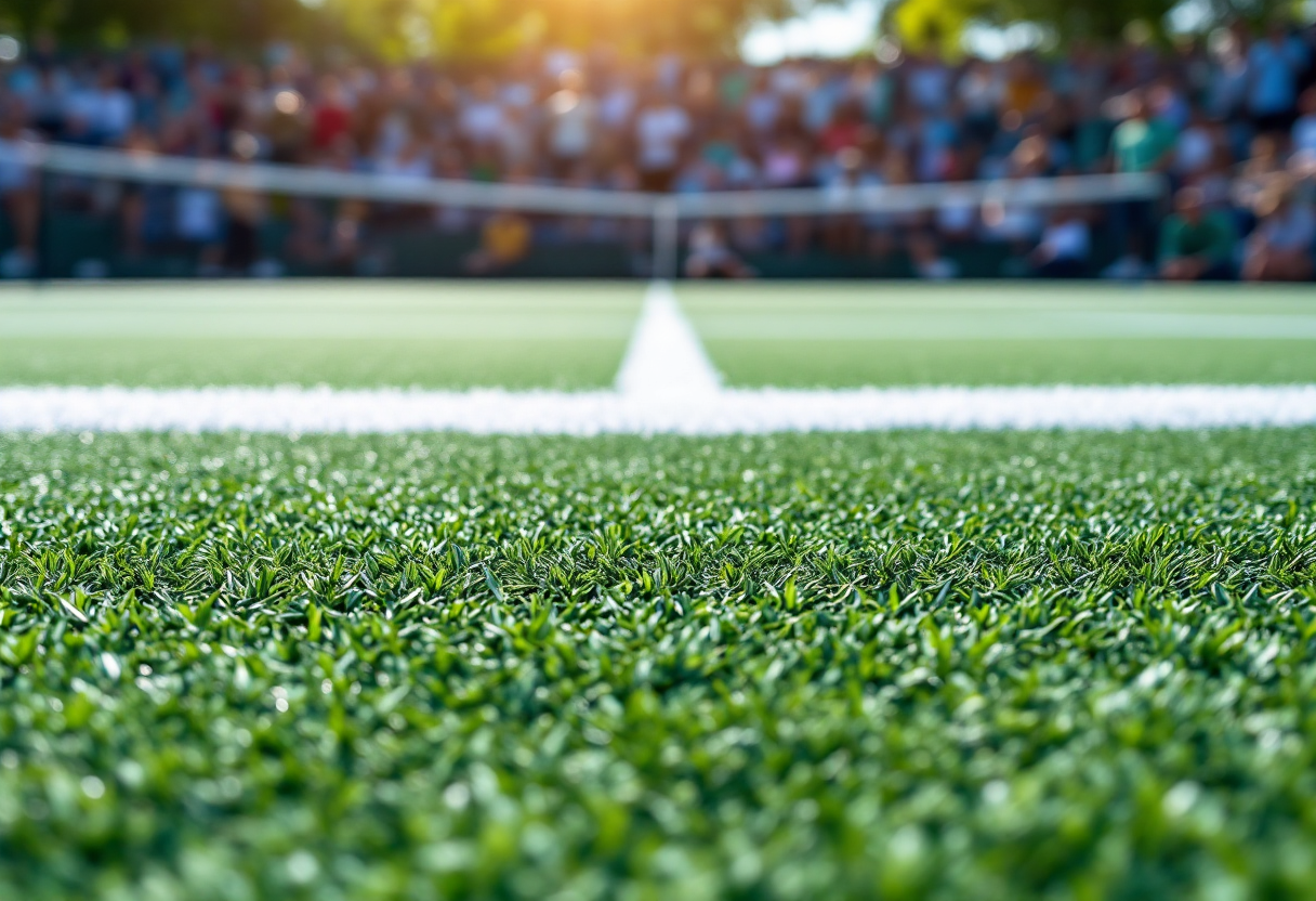 Giocatori di tennis in azione durante un torneo emozionante