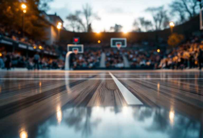 Giocatori di basket a Varese durante una partita europea